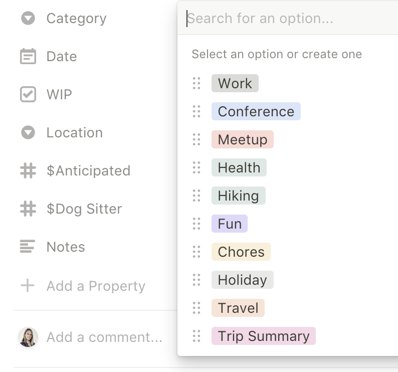 Primary Schedule categories